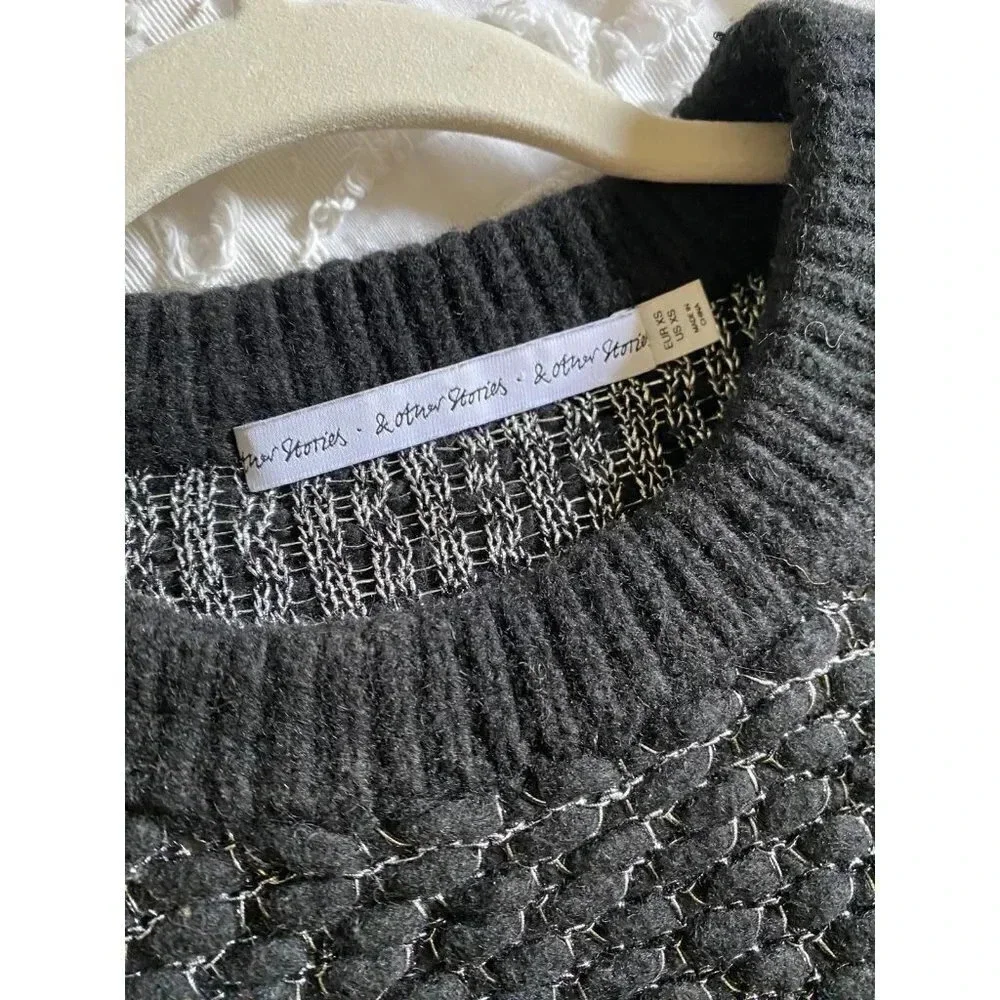 & Other Stories Wool Sweater Women’s XS Black Metallic Alpaca Crewneck